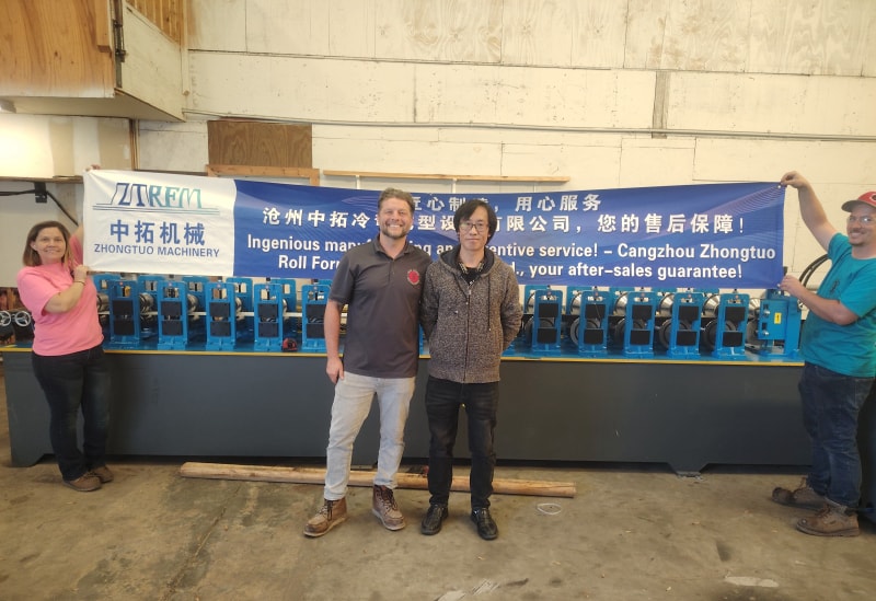 沧州乐虎LEHU再创佳绩彩钢瓦滴水檐设备在美国佛罗里达成功投产运行稳定